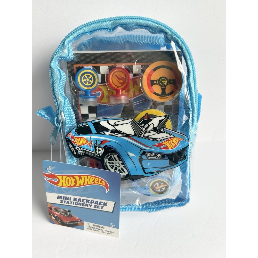 Hot Wheels Mini Backpack Stationery Set Journal Markers Stickers Erasers Tape